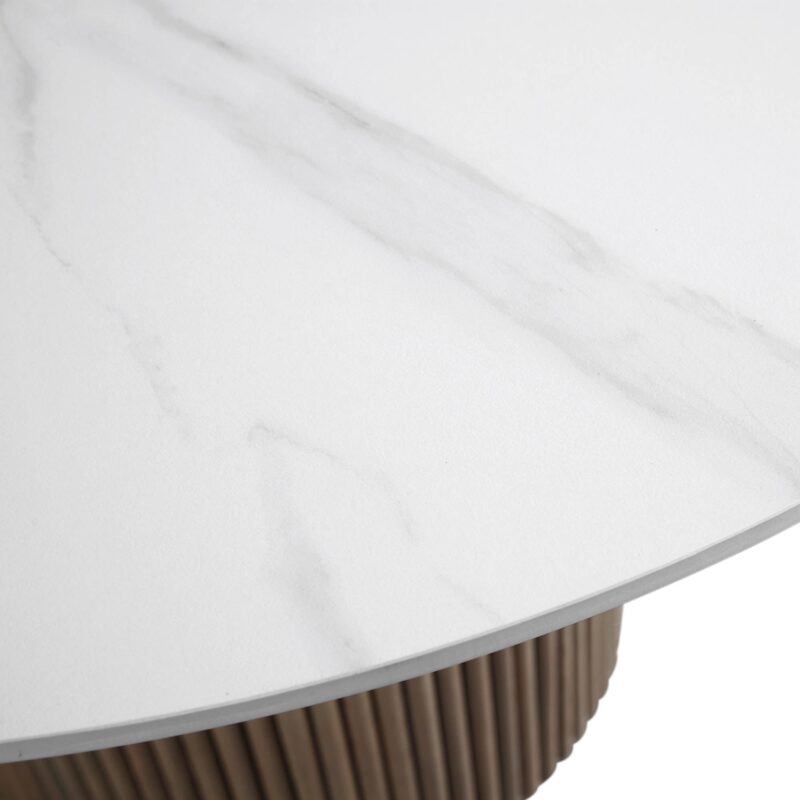 Maru Ceramic Top Silver Oak Pedestal Round Dining Table - Image 8