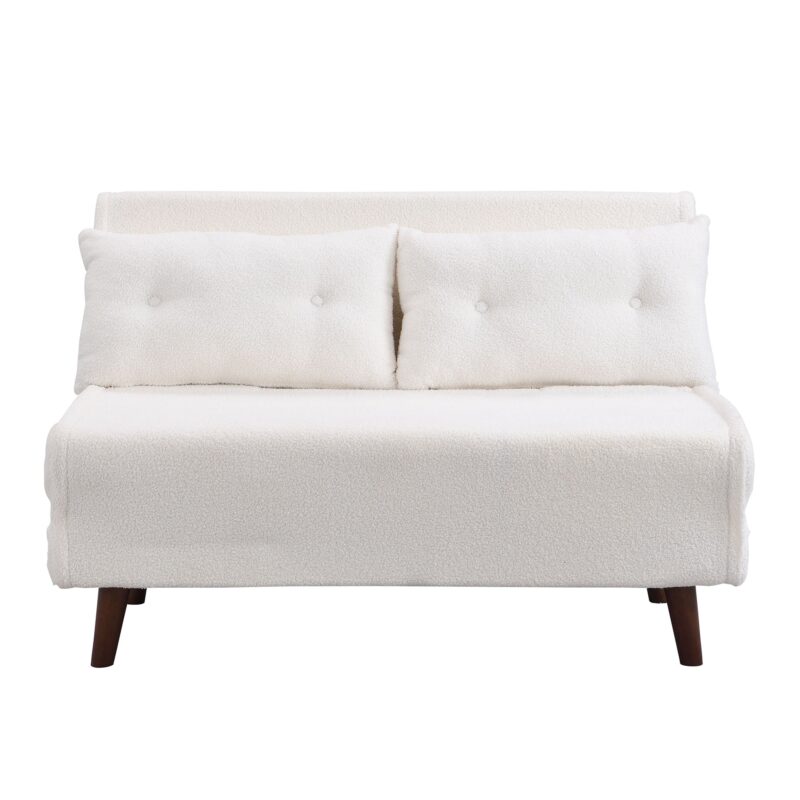 Algo Sofabed with Cushions in Beige Teddy Fabric 2 Seater - Image 5