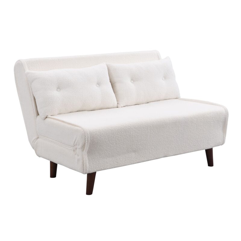 Algo Sofabed with Cushions in Beige Teddy Fabric 2 Seater - Image 6