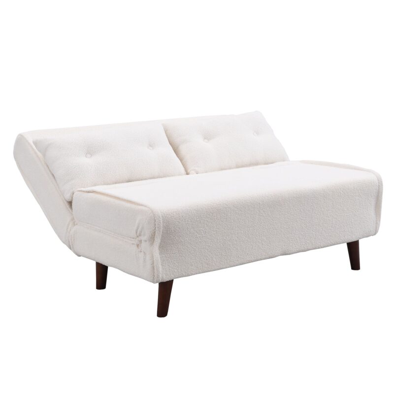 Algo Sofabed with Cushions in Beige Teddy Fabric 2 Seater - Image 9