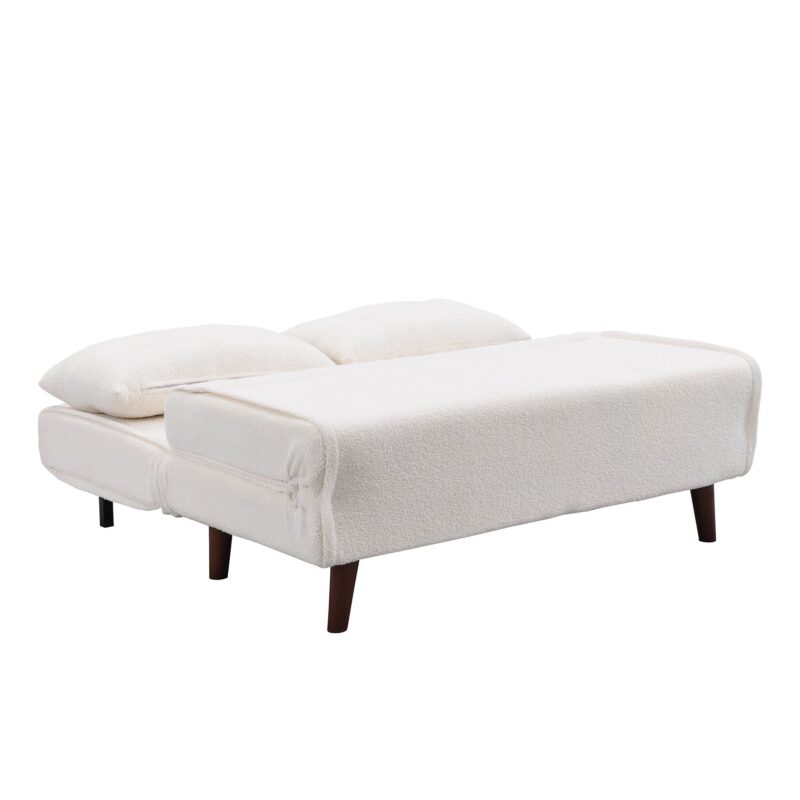 Algo Sofabed with Cushions in Beige Teddy Fabric 2 Seater - Image 10