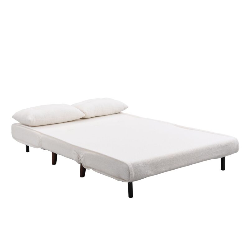 Algo Sofabed with Cushions in Beige Teddy Fabric 2 Seater - Image 11