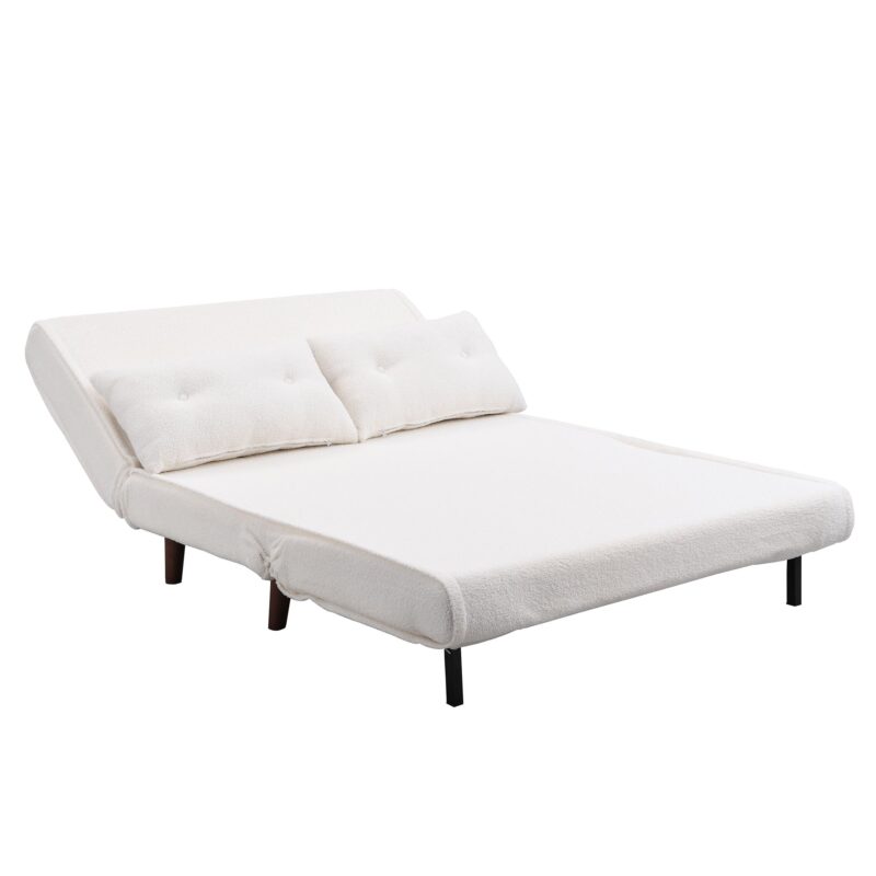 Algo Sofabed with Cushions in Beige Teddy Fabric 2 Seater - Image 12