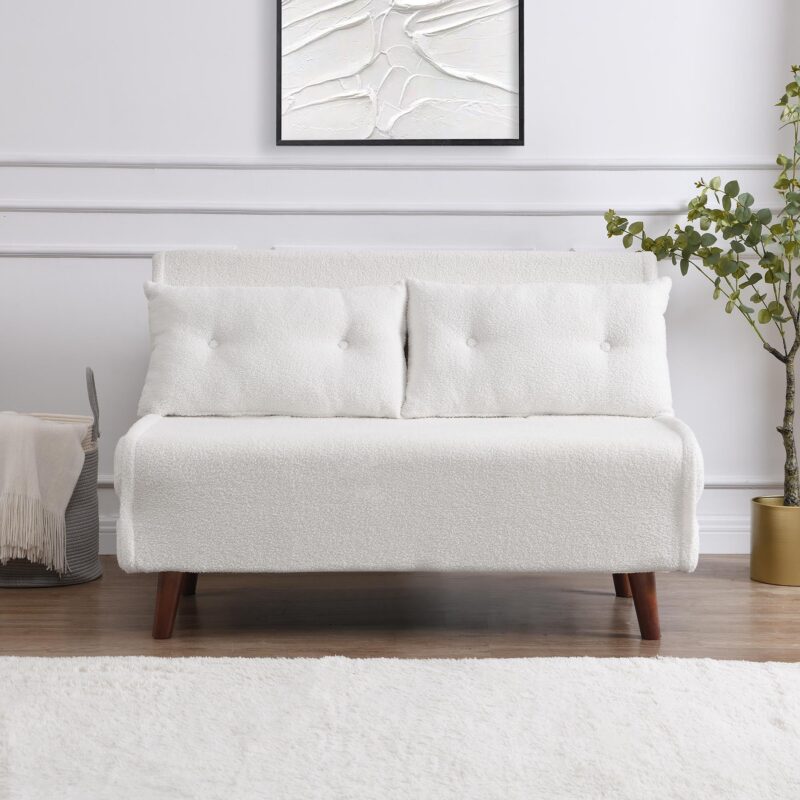 Algo Sofabed with Cushions in Beige Teddy Fabric 2 Seater - Image 2