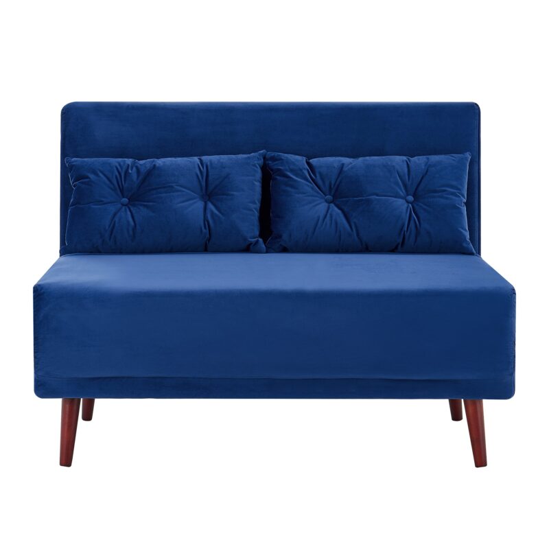 Algo 2-Seater Small Double Folding Sofabed in Blue Velvet - Image 4