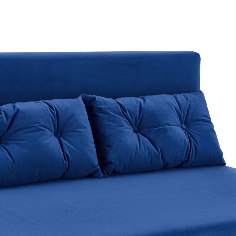 Algo 2-Seater Small Double Folding Sofabed in Blue Velvet - Image 7
