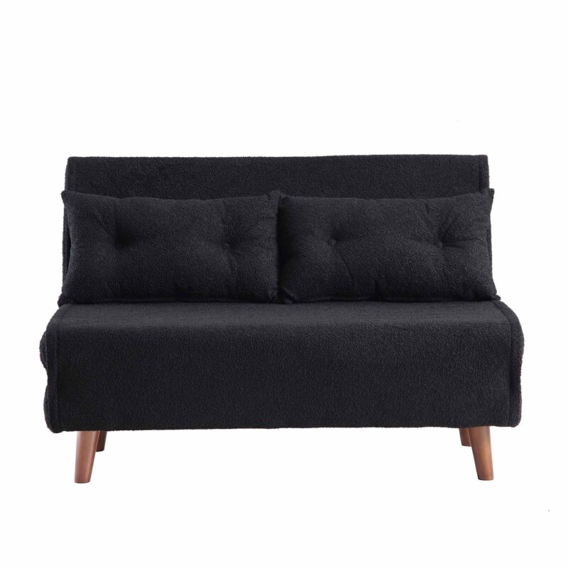 Algo Sofabed with Cushions in Charcoal Teddy Fabric 2 Seater - Image 5