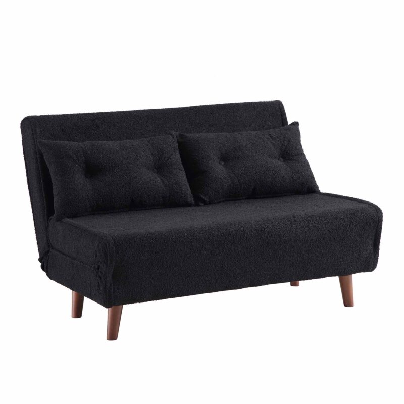 Algo Sofabed with Cushions in Charcoal Teddy Fabric 2 Seater - Image 6