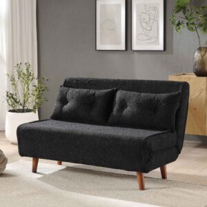 Algo Sofabed with Cushions in Charcoal Teddy Fabric 2 Seater