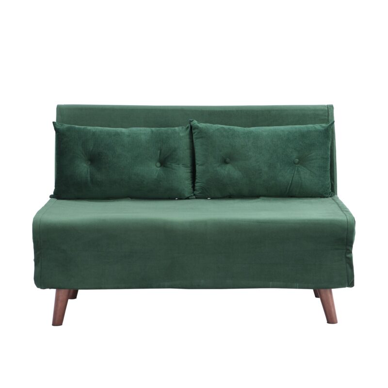 ALGO 2-Seater Small Double Folding Sofa Bed with Cushion Pine Green Velvet - Image 5