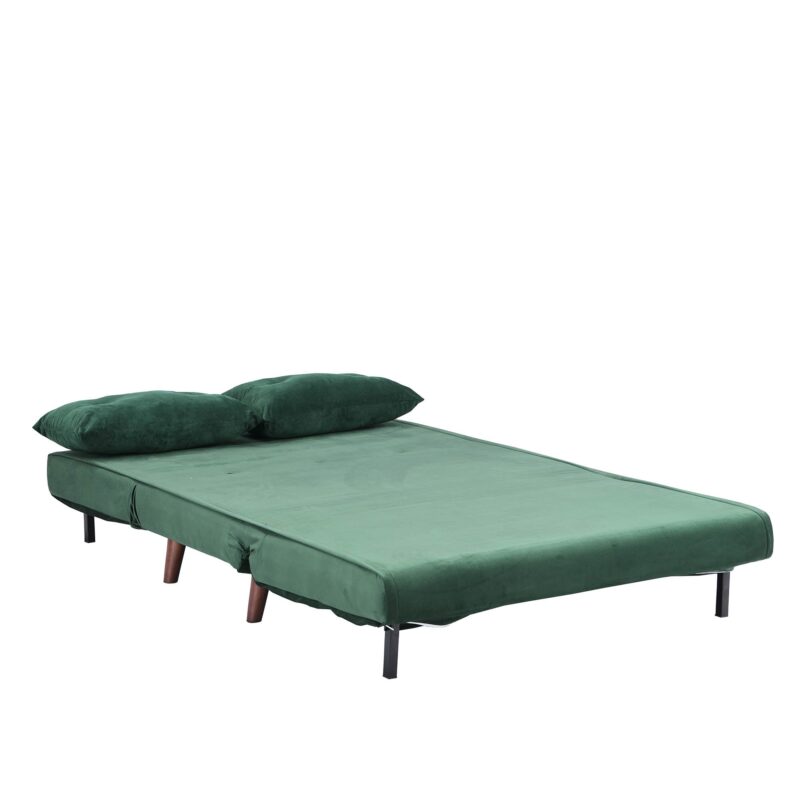 ALGO 2-Seater Small Double Folding Sofa Bed with Cushion Pine Green Velvet - Image 8