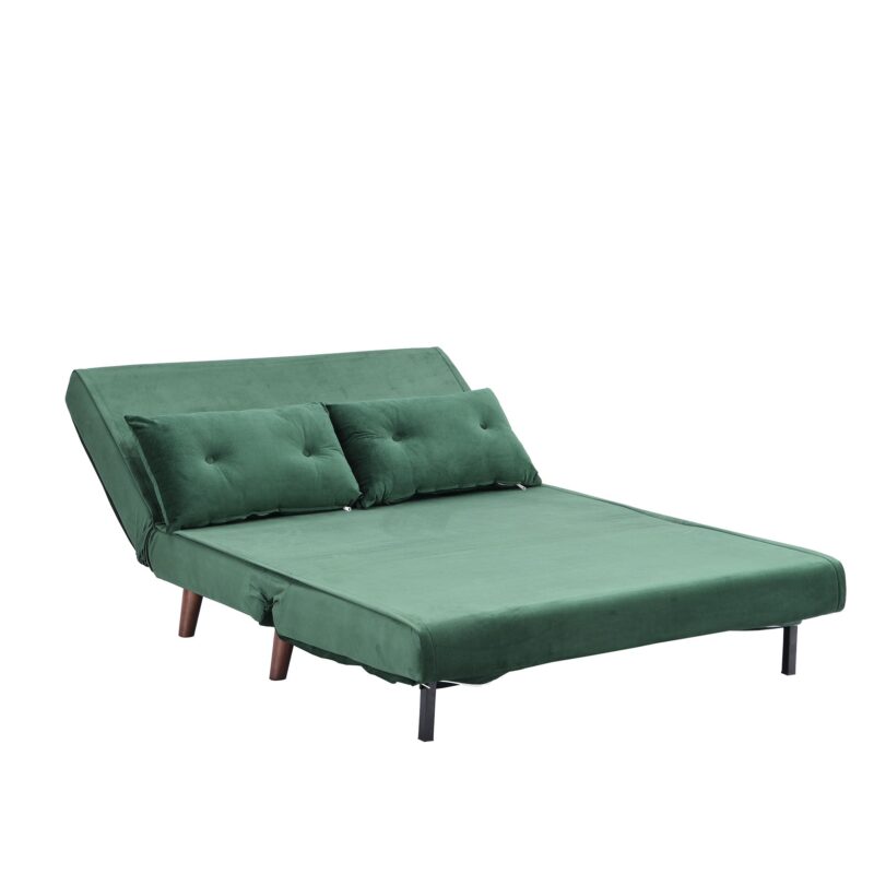 ALGO 2-Seater Small Double Folding Sofa Bed with Cushion Pine Green Velvet - Image 9