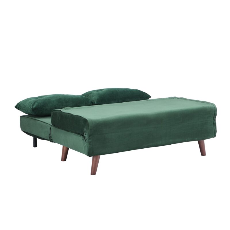 ALGO 2-Seater Small Double Folding Sofa Bed with Cushion Pine Green Velvet - Image 10