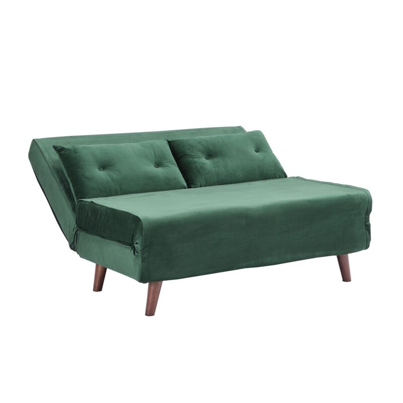 ALGO 2-Seater Small Double Folding Sofa Bed with Cushion Pine Green Velvet - Image 11