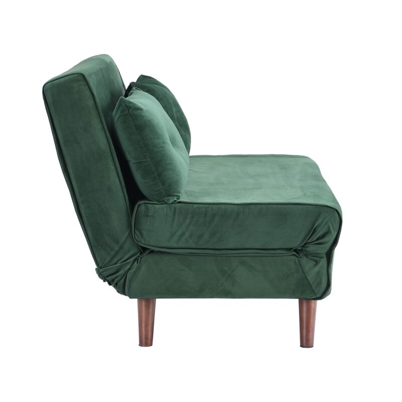 ALGO 2-Seater Small Double Folding Sofa Bed with Cushion Pine Green Velvet - Image 12