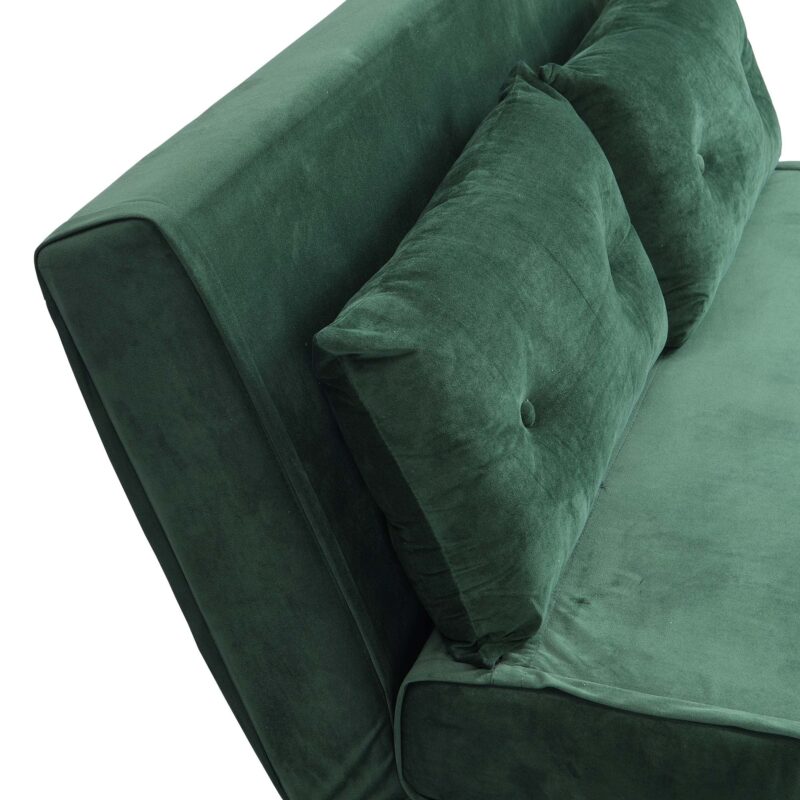 ALGO 2-Seater Small Double Folding Sofa Bed with Cushion Pine Green Velvet - Image 14