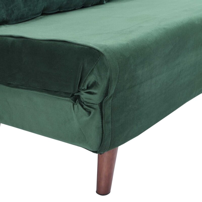 ALGO 2-Seater Small Double Folding Sofa Bed with Cushion Pine Green Velvet - Image 15
