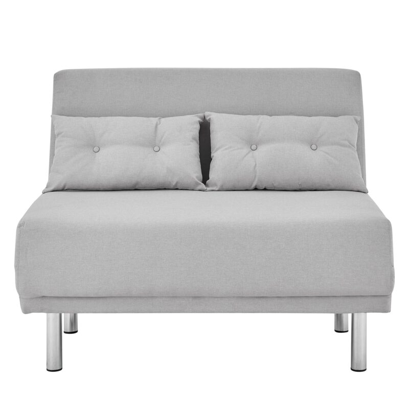 ALGO 2-Seater Small Double Folding Sofa Bed with Cushion Grey Fabric - Image 3