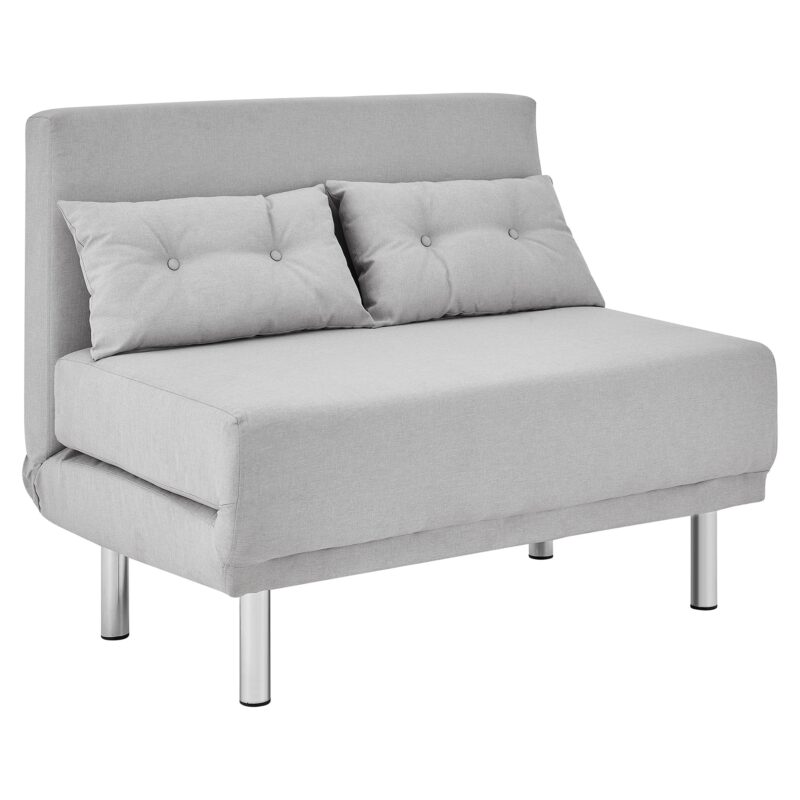 ALGO 2-Seater Small Double Folding Sofa Bed with Cushion Grey Fabric - Image 4