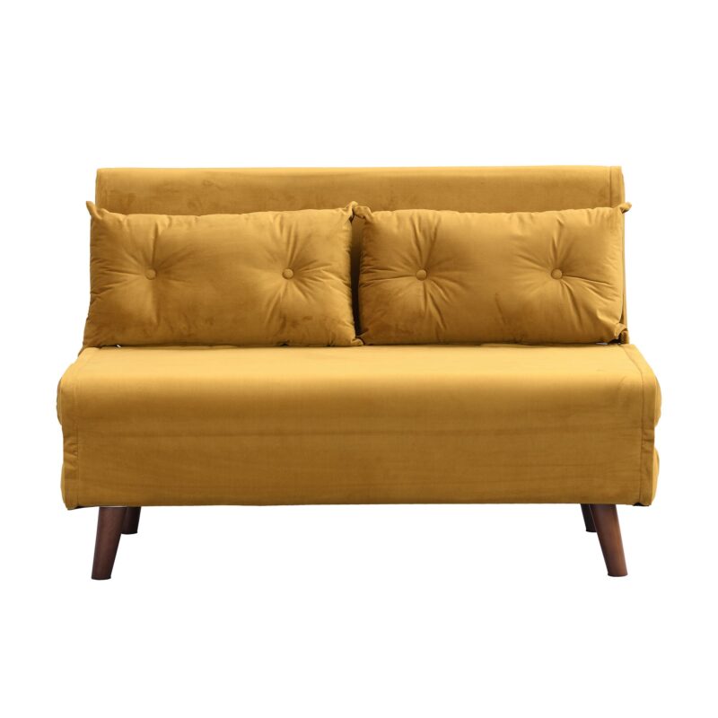 Algo Sofabed with Cushions in Mustard Yellow Velvet 2 Seater - Image 5