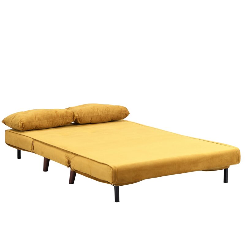Algo Sofabed with Cushions in Mustard Yellow Velvet 2 Seater - Image 8