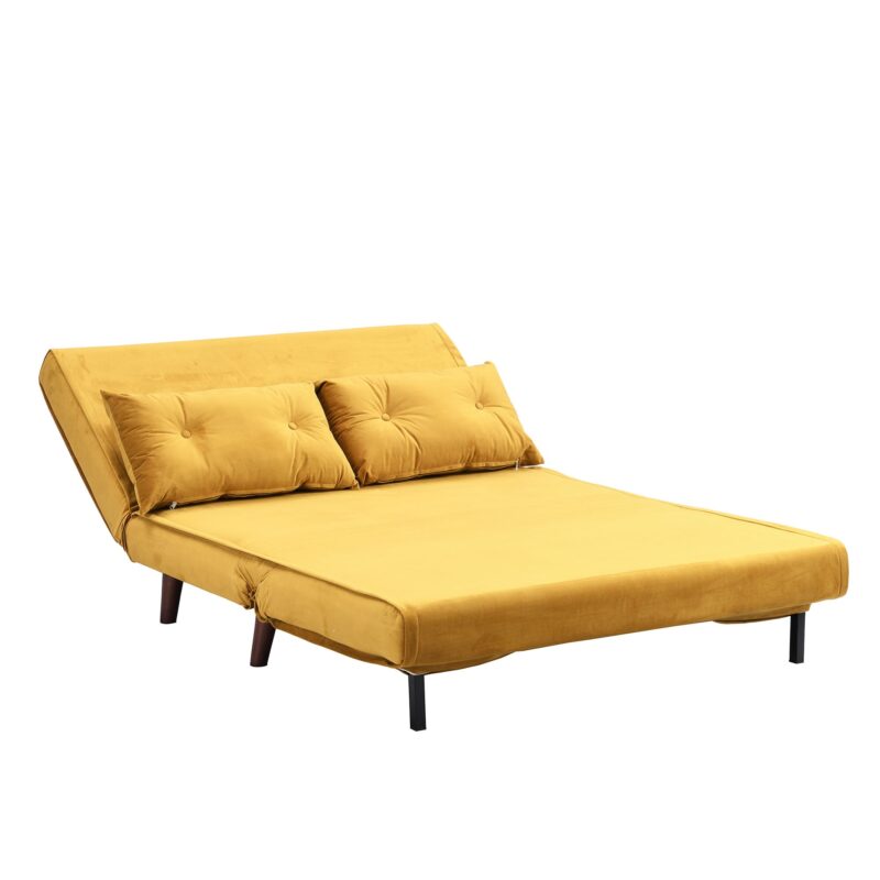 Algo Sofabed with Cushions in Mustard Yellow Velvet 2 Seater - Image 9