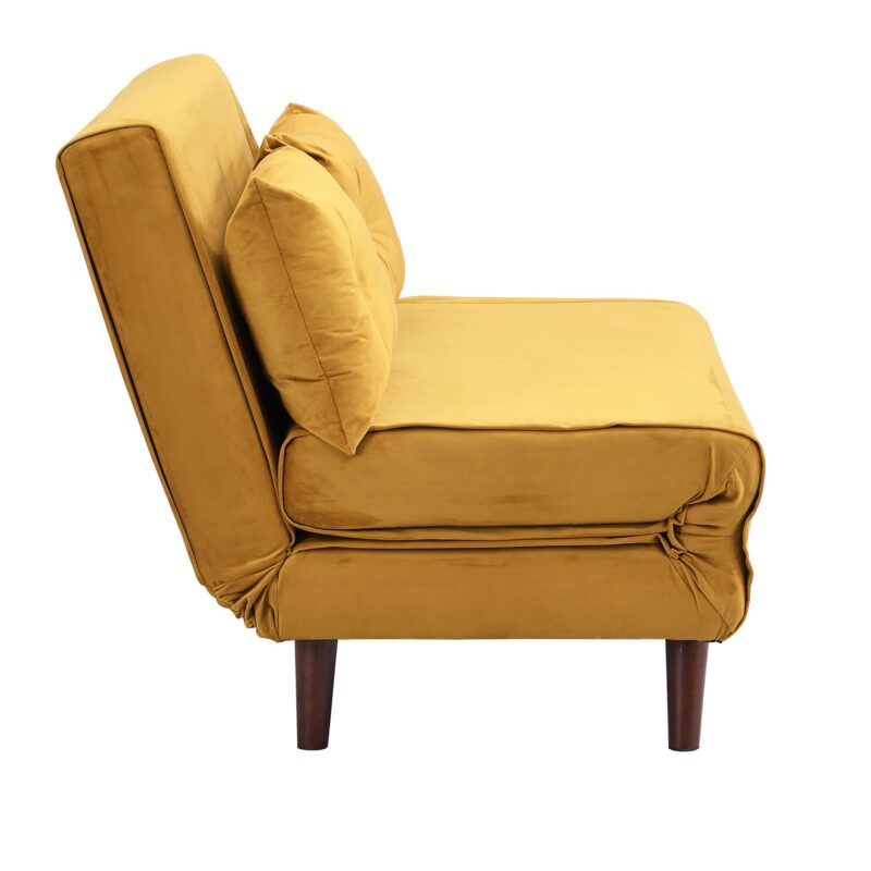 Algo Sofabed with Cushions in Mustard Yellow Velvet 2 Seater - Image 10