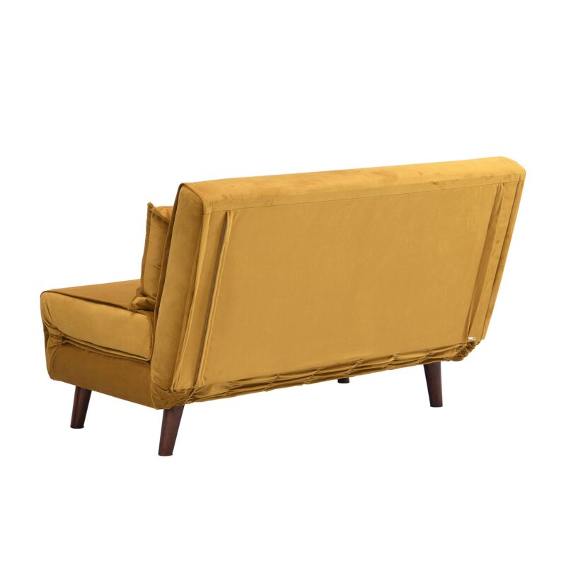 Algo Sofabed with Cushions in Mustard Yellow Velvet 2 Seater - Image 11