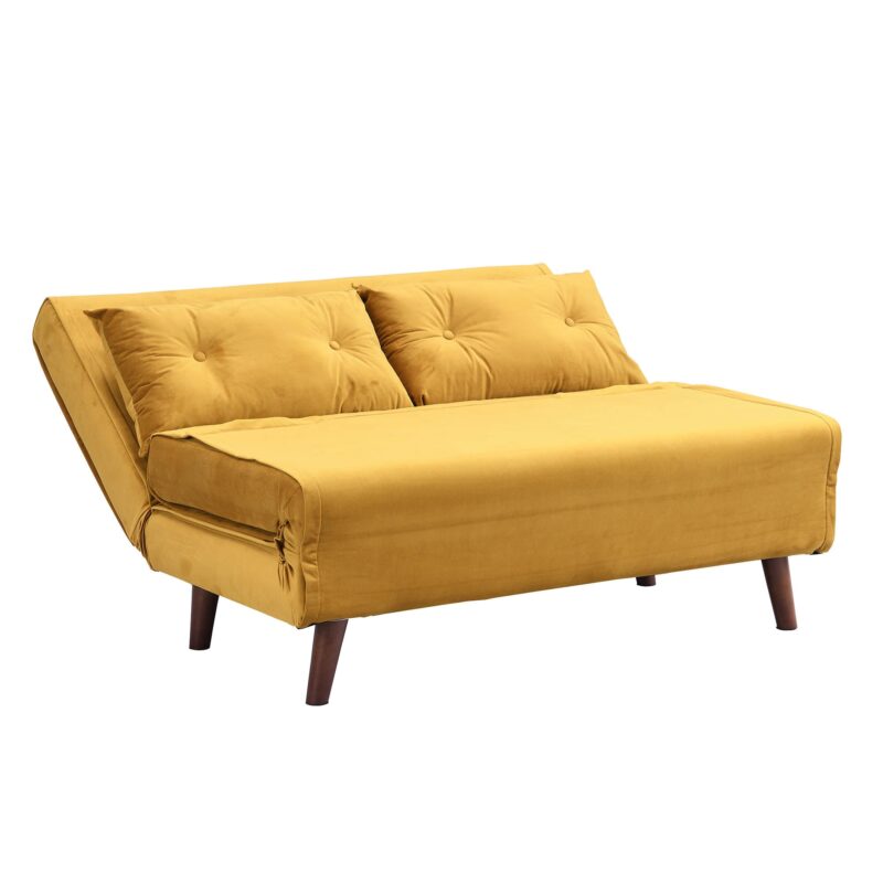 Algo Sofabed with Cushions in Mustard Yellow Velvet 2 Seater - Image 12