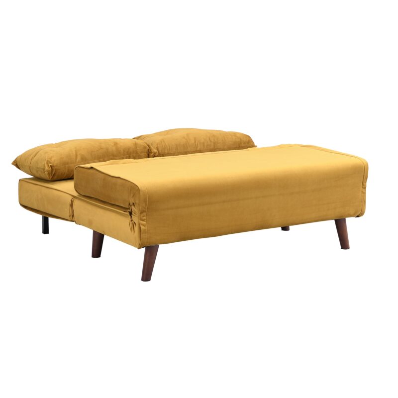 Algo Sofabed with Cushions in Mustard Yellow Velvet 2 Seater - Image 13
