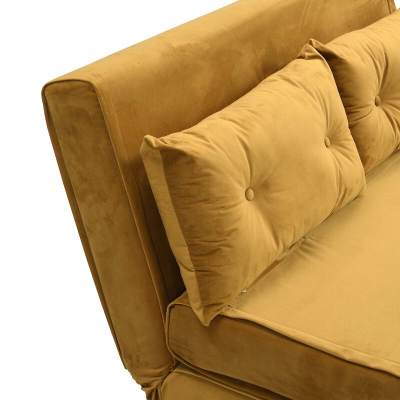Algo Sofabed with Cushions in Mustard Yellow Velvet 2 Seater - Image 14