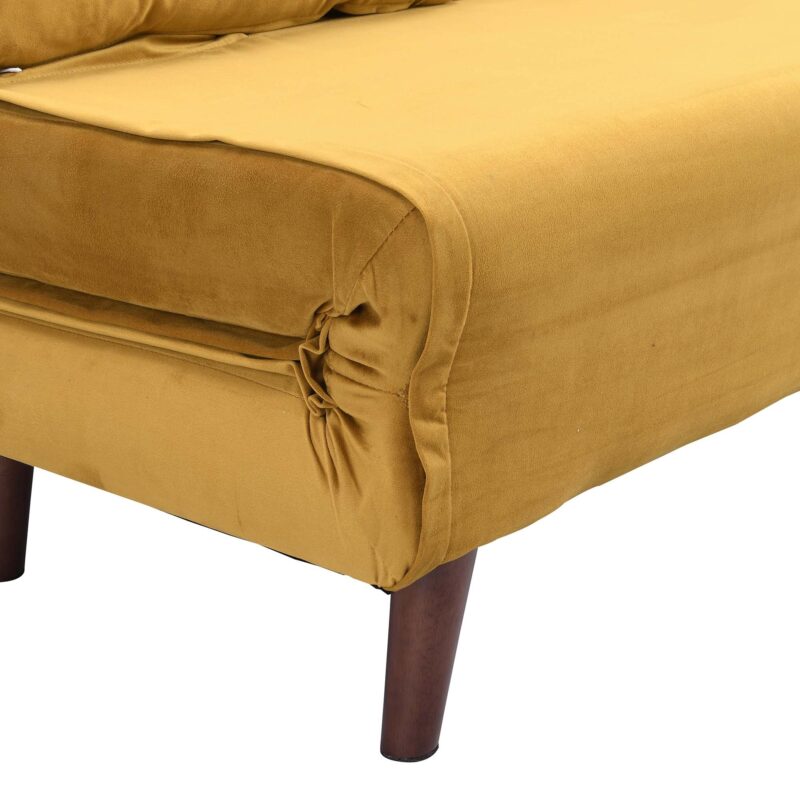 Algo Sofabed with Cushions in Mustard Yellow Velvet 2 Seater - Image 15