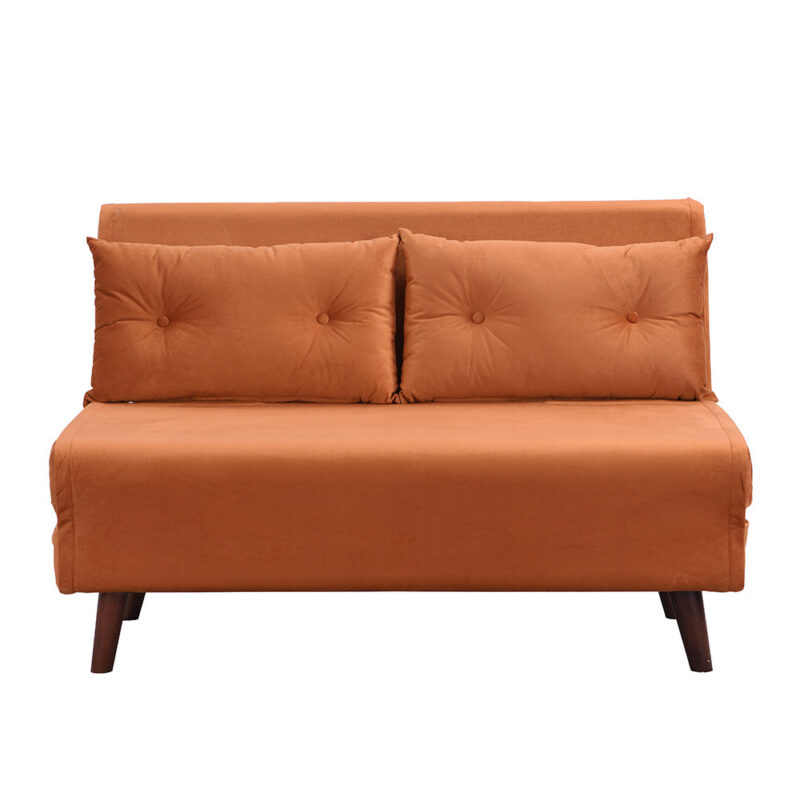Algo Sofabed with Cushions in Orange Velvet 2 Seater - Image 5