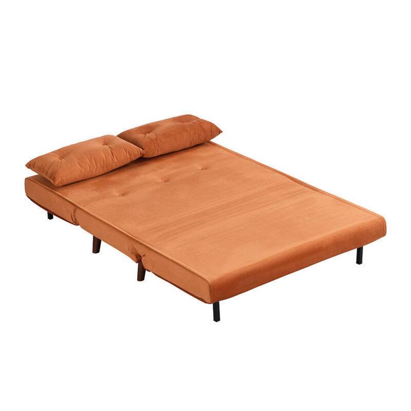 Algo Sofabed with Cushions in Orange Velvet 2 Seater - Image 8
