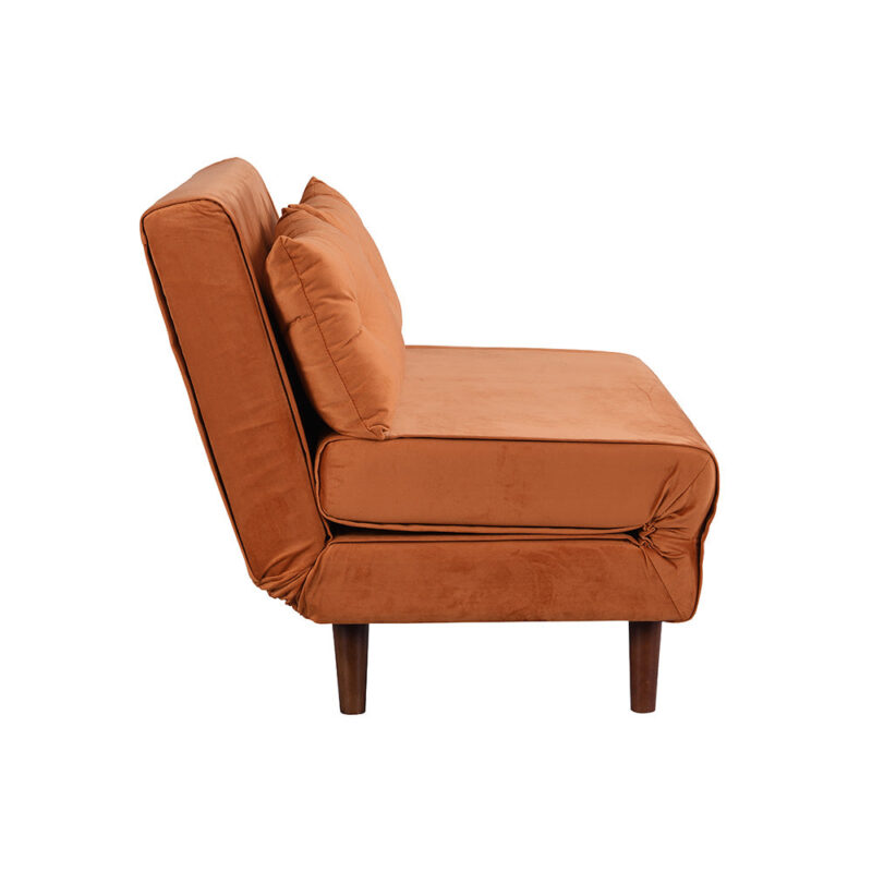 Algo Sofabed with Cushions in Orange Velvet 2 Seater - Image 10