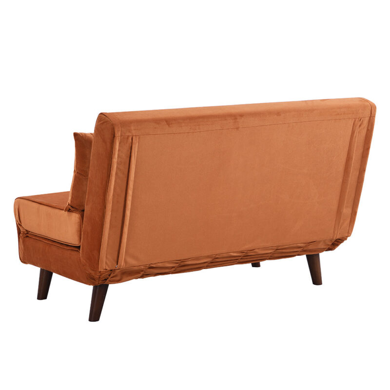 Algo Sofabed with Cushions in Orange Velvet 2 Seater - Image 11