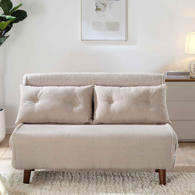 Algo Sofabed with Cushions in Taupe Teddy Fabric 2 Seater - Image 2