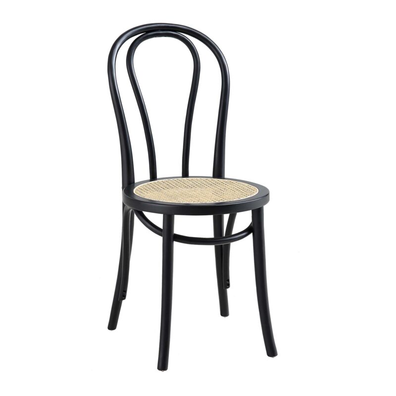 Camille Elm Wood and Rattan Bentwood Dining Chair, Black - Image 2