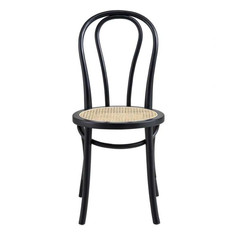 Camille Elm Wood and Rattan Bentwood Dining Chair, Black - Image 3