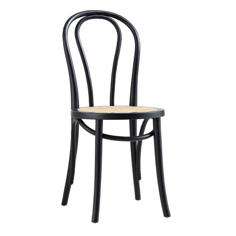 Camille Elm Wood and Rattan Bentwood Dining Chair, Black - Image 5