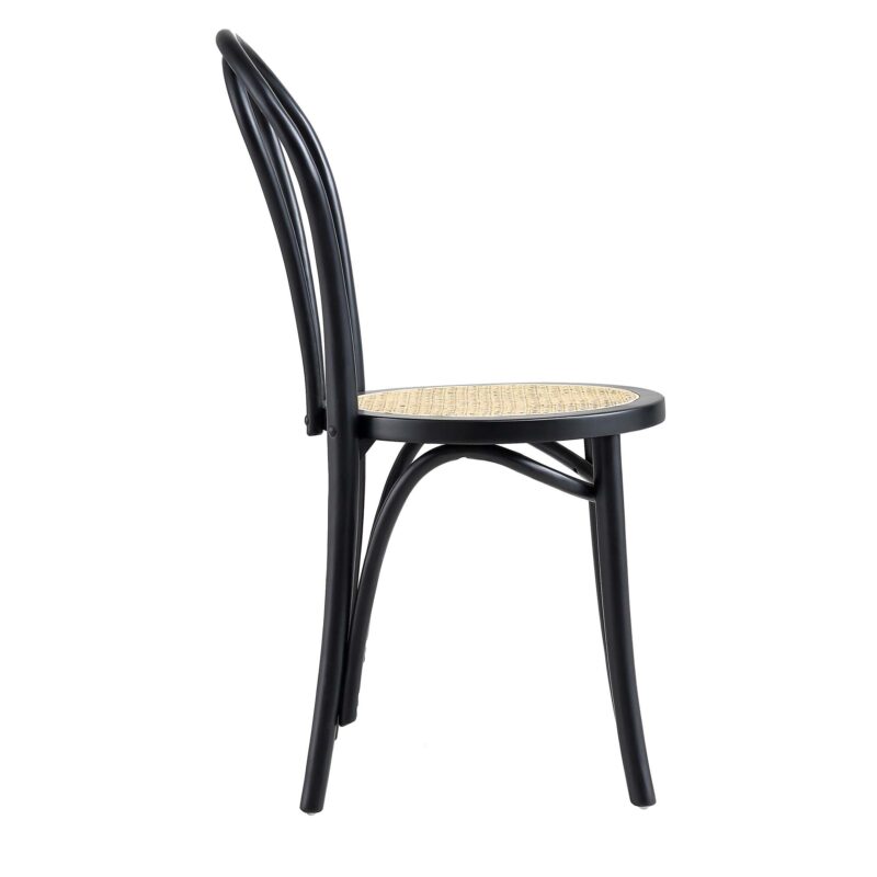 Camille Elm Wood and Rattan Bentwood Dining Chair, Black - Image 6