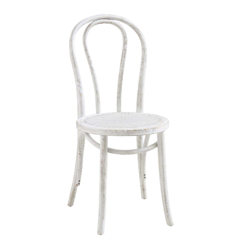 Camille Elm Wood and Rattan Bentwood Dining Chair, Distressed White - Image 2
