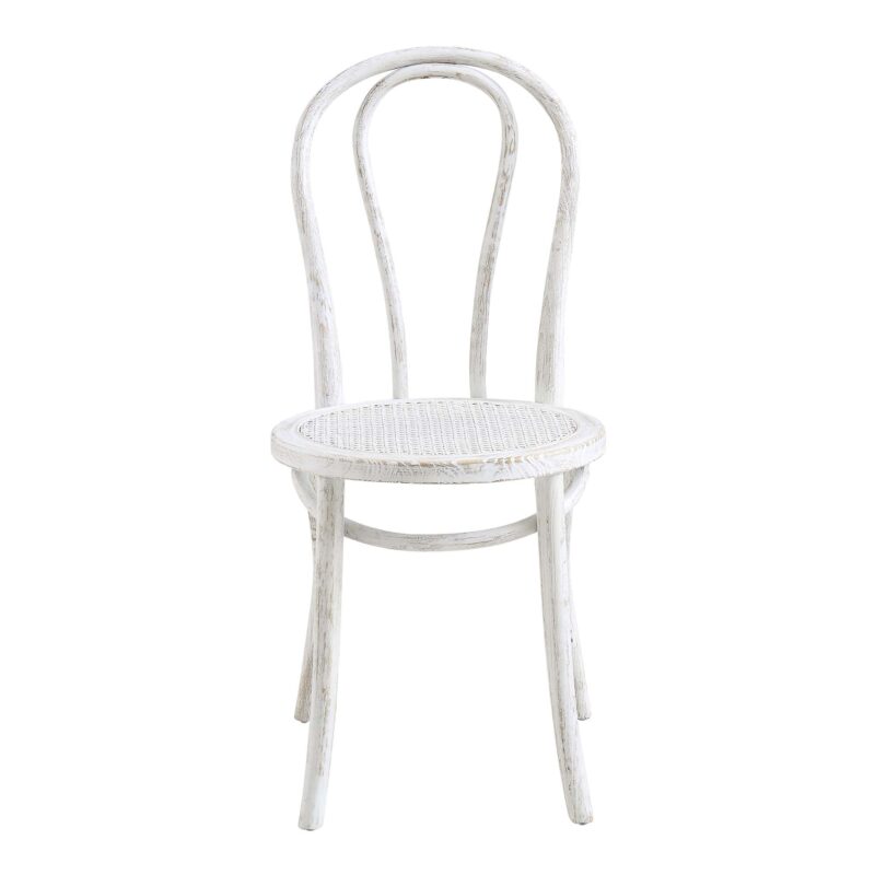 Camille Elm Wood and Rattan Bentwood Dining Chair, Distressed White - Image 3