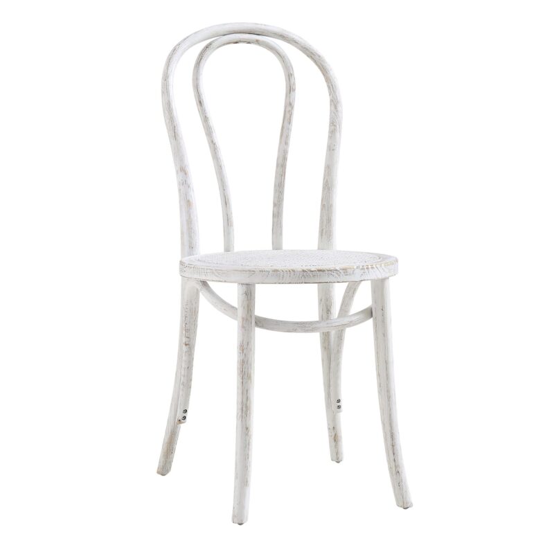 Camille Elm Wood and Rattan Bentwood Dining Chair, Distressed White - Image 5