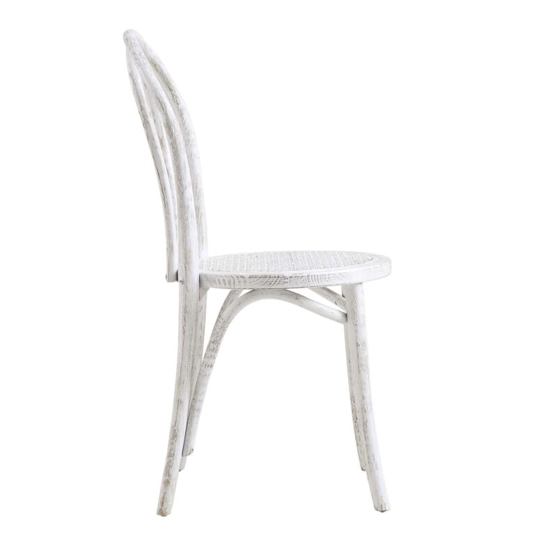Camille Elm Wood and Rattan Bentwood Dining Chair, Distressed White - Image 6