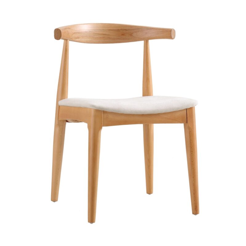 Arley Set of 2 Beech Wood Dining Chairs, Natural and Beige - Image 3