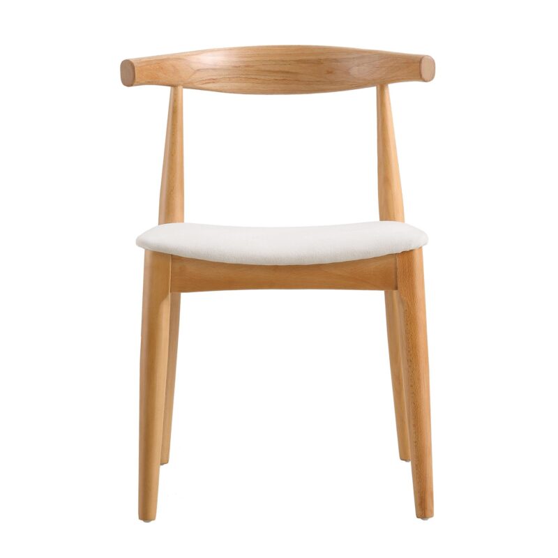 Arley Set of 2 Beech Wood Dining Chairs, Natural and Beige - Image 5