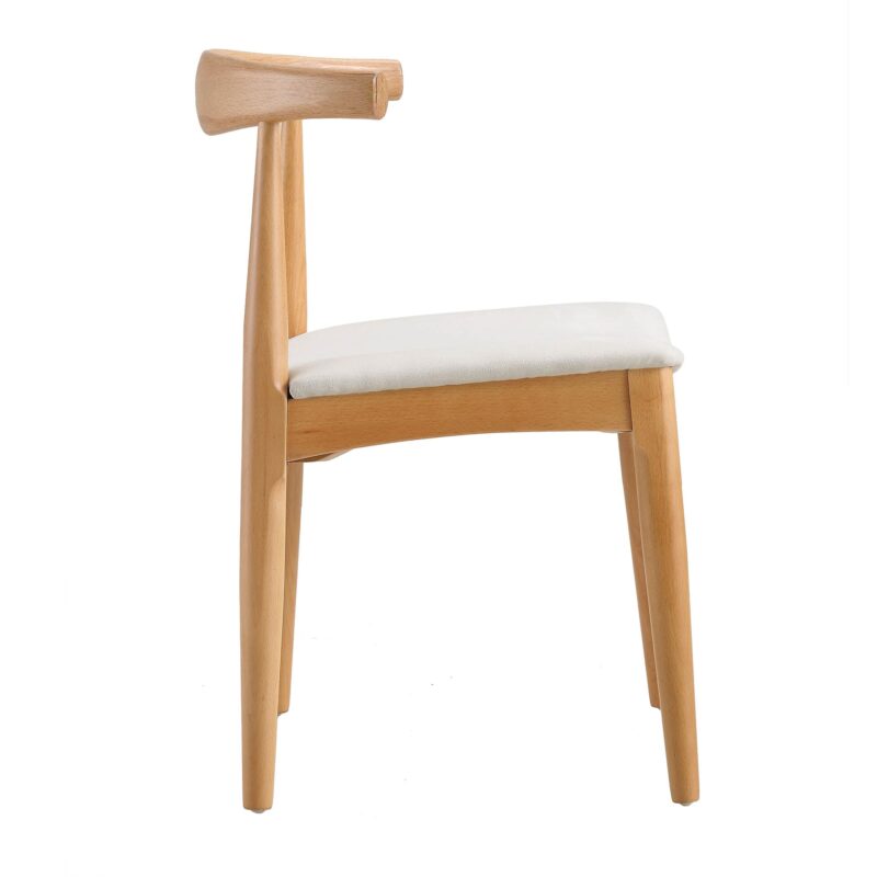 Arley Set of 2 Beech Wood Dining Chairs, Natural and Beige - Image 6