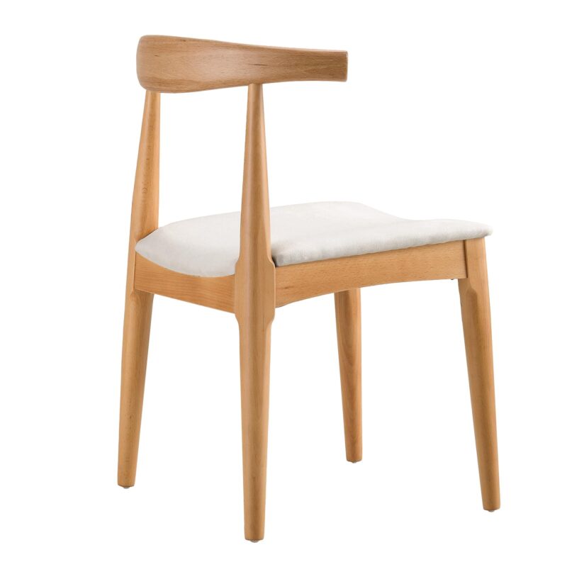 Arley Set of 2 Beech Wood Dining Chairs, Natural and Beige - Image 7