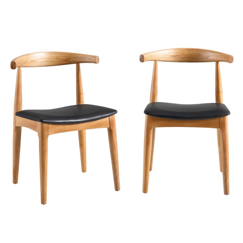 Arley Set of 2 Beech Wood Dining Chairs, Natural and Black - Image 3